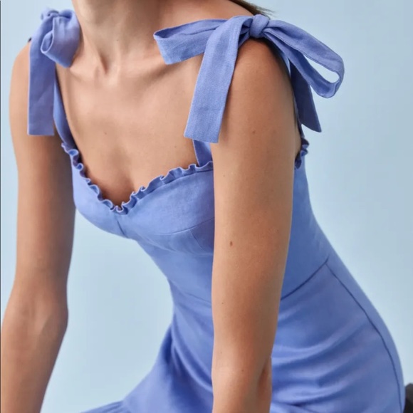 Reformation Desiree Linen Dress Dusk - Picture 4 of 7